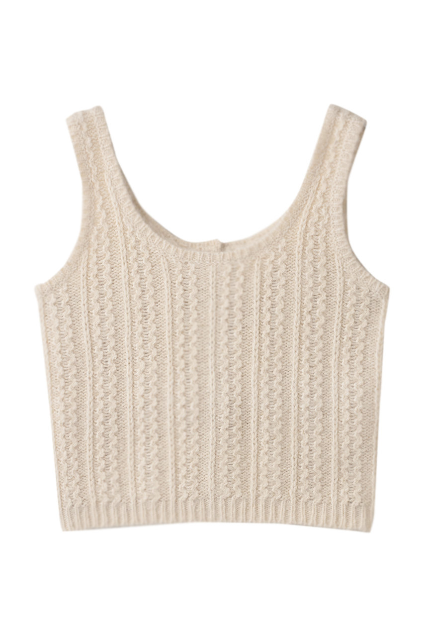 DEMYLEE KIMORA アルパカ ケーブルニットベスト (ホワイト, S) デミリー ELLE SHOP