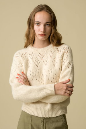 デミリー/DEMYLEEのLAURA アルパカウール レース編みニットプルオーバー(110300/110301)