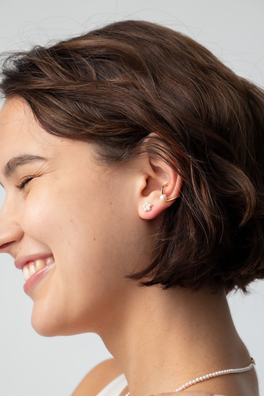 MIZUKI(ミズキ)｜SBE433 5mmパール カーブイヤーカフ/イエローゴールド