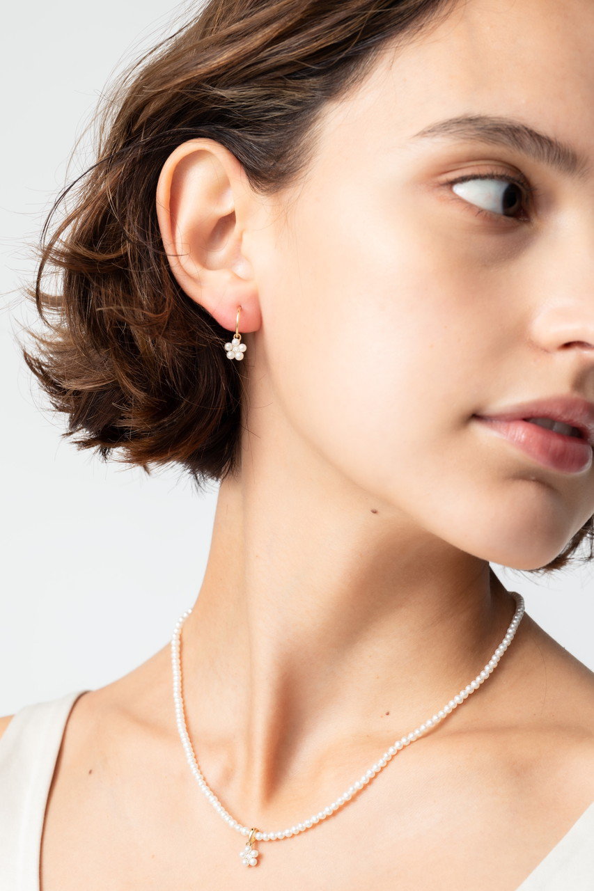 MIZUKI(ミズキ)｜SBE437 パール&ダイヤモンド フラワーフープピアス