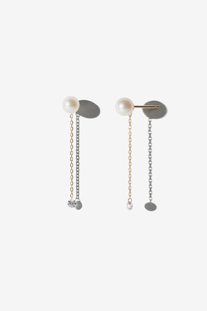 ミズキ/MIZUKIのSBE391 アコヤパールダイヤモンドチェーンピアス(150100/150101)