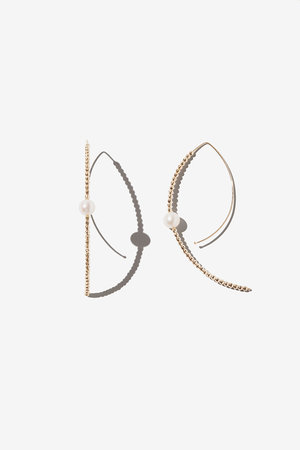 ミズキ/MIZUKIのSBE197L ラージカットビーズ＆パールバナナフープピアス(150100/150101)