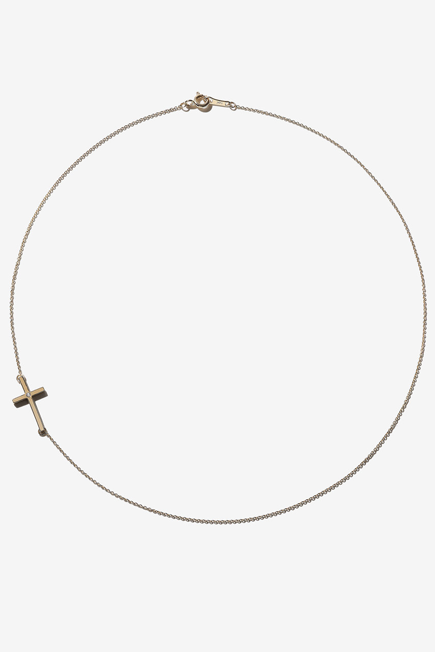 MIZUKI SBN292 クロスチャームダイヤモンドネックレス (イエローゴールド, F) ミズキ ELLE SHOP