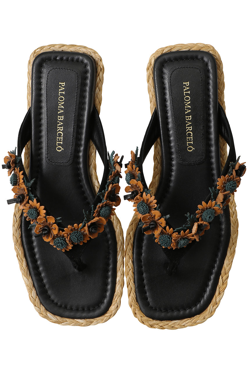 PALOMA BARCELO AMAPOLA フラワートングサンダル (ブラック, 38(24-24.5)) パロマ バルセロ ELLE SHOP PALOMA BARCELO AMAPOLA フラワートングサンダル (ブラック, 38(24-24.5)) パロマ バルセロ ELLE SHOP