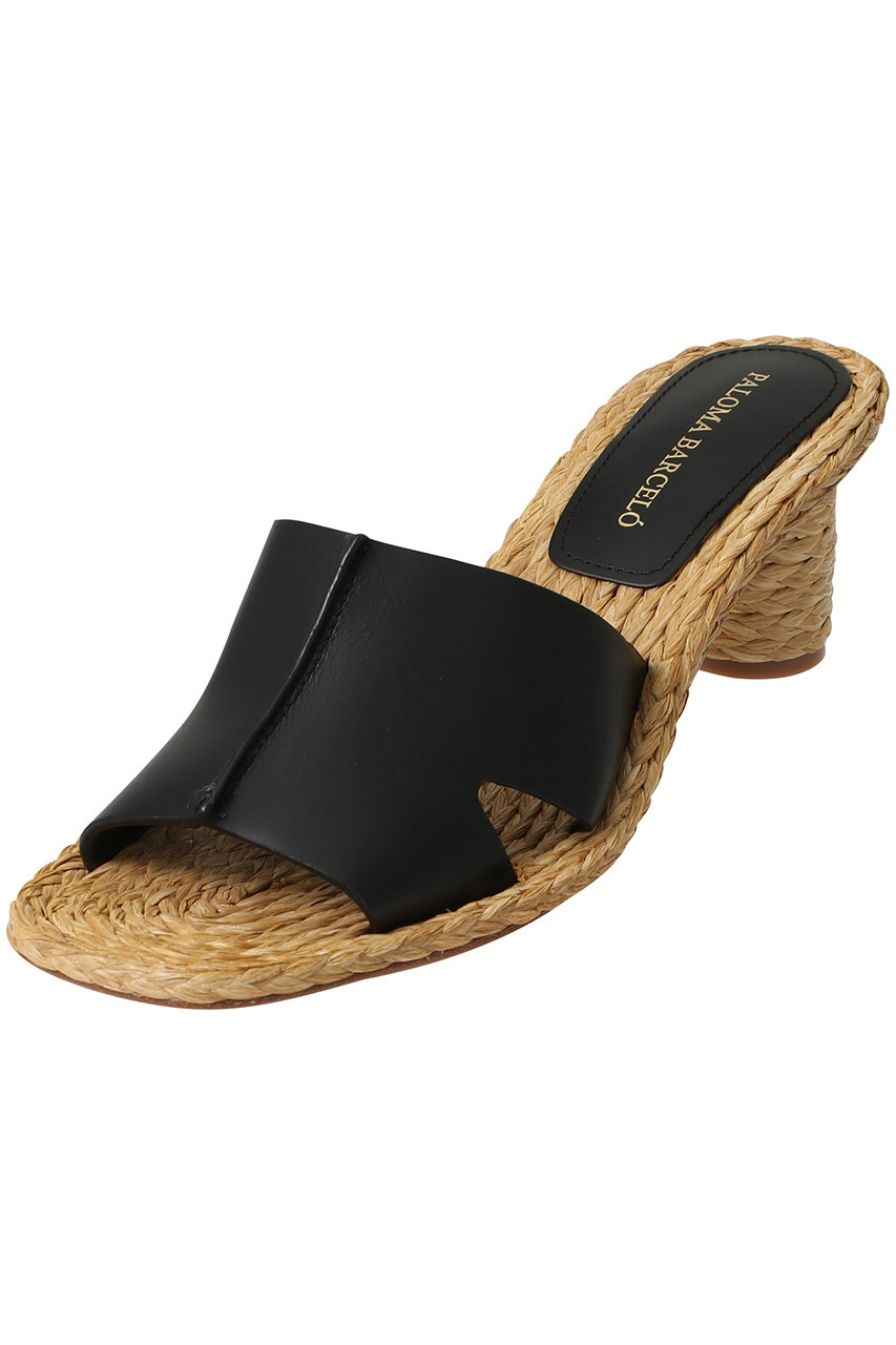 PALOMA BARCELO SUZANNE ラフィアヒールミュール (ブラック, 38(24-24.5)) パロマ バルセロ ELLE SHOP PALOMA BARCELO SUZANNE ラフィアヒールミュール (ブラック, 38(24-24.5)) パロマ バルセロ ELLE SHOP
