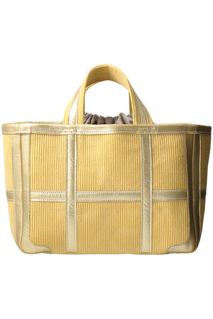 ラドロー/LUDLOWのスモール レザートリミングコーデュロイトートバッグ