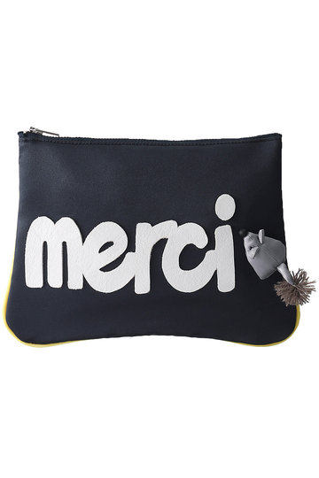 LUDLOW ラドロー 【予約販売】【ELLE SHOP 10周年限定】merci ポーチ ネイビー×ネズミ