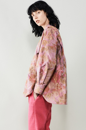 【CURRENTAGE】IKATスタンドカラーシャツ