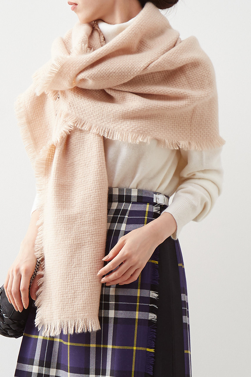 Martinique マルティニーク A Sauce Meler カシミヤバスケットフリンジストール ピンクベージュ の通販 Elleshop エル ショップ