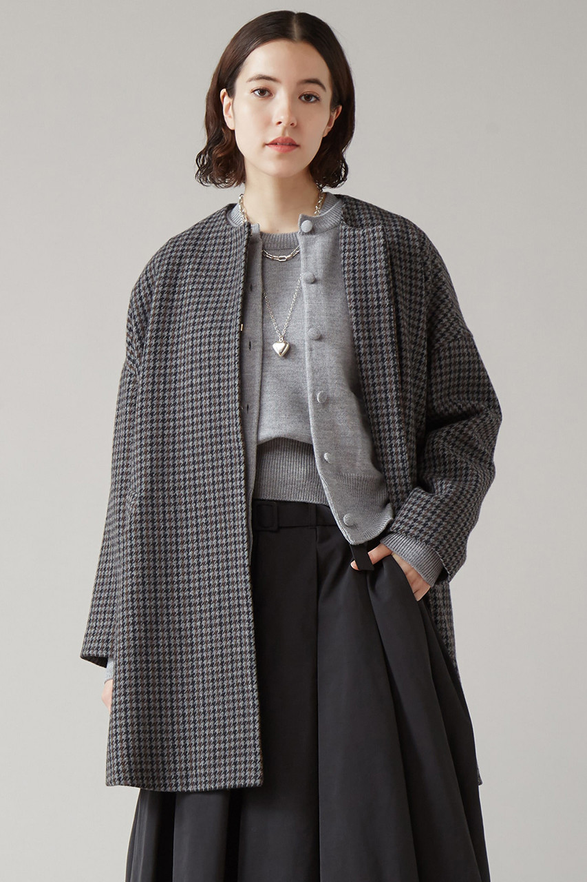 martinique ドロップショルダーノーカラーコート (ガンクラブチェック, F) マルティニーク ELLE SHOP martinique ドロップショルダーノーカラーコート (ガンクラブチェック, F) マルティニーク ELLE SHOP