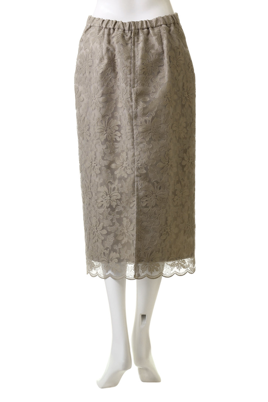 martinique(マルティニーク)｜刺繍レースタイトスカート/モカ の通販