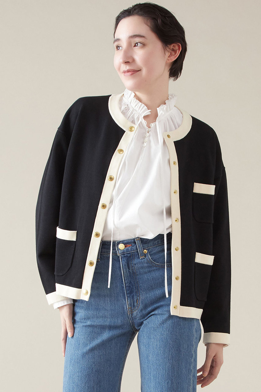 martinique 【Traditional Weatherwear】ARKLEY KNIT バイカラーカーディガン (ブラック, F) マルティニーク ELLE SHOP martinique 【Traditional Weatherwear】ARKLEY KNIT バイカラーカーディガン (ブラック, F) マルティニーク ELLE SHOP