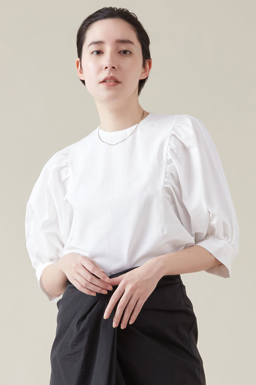 martinique コンビパフスリーブプルオーバー (ホワイト, F) マルティニーク ELLE SHOP martinique コンビパフスリーブプルオーバー (ホワイト, F) マルティニーク ELLE SHOP