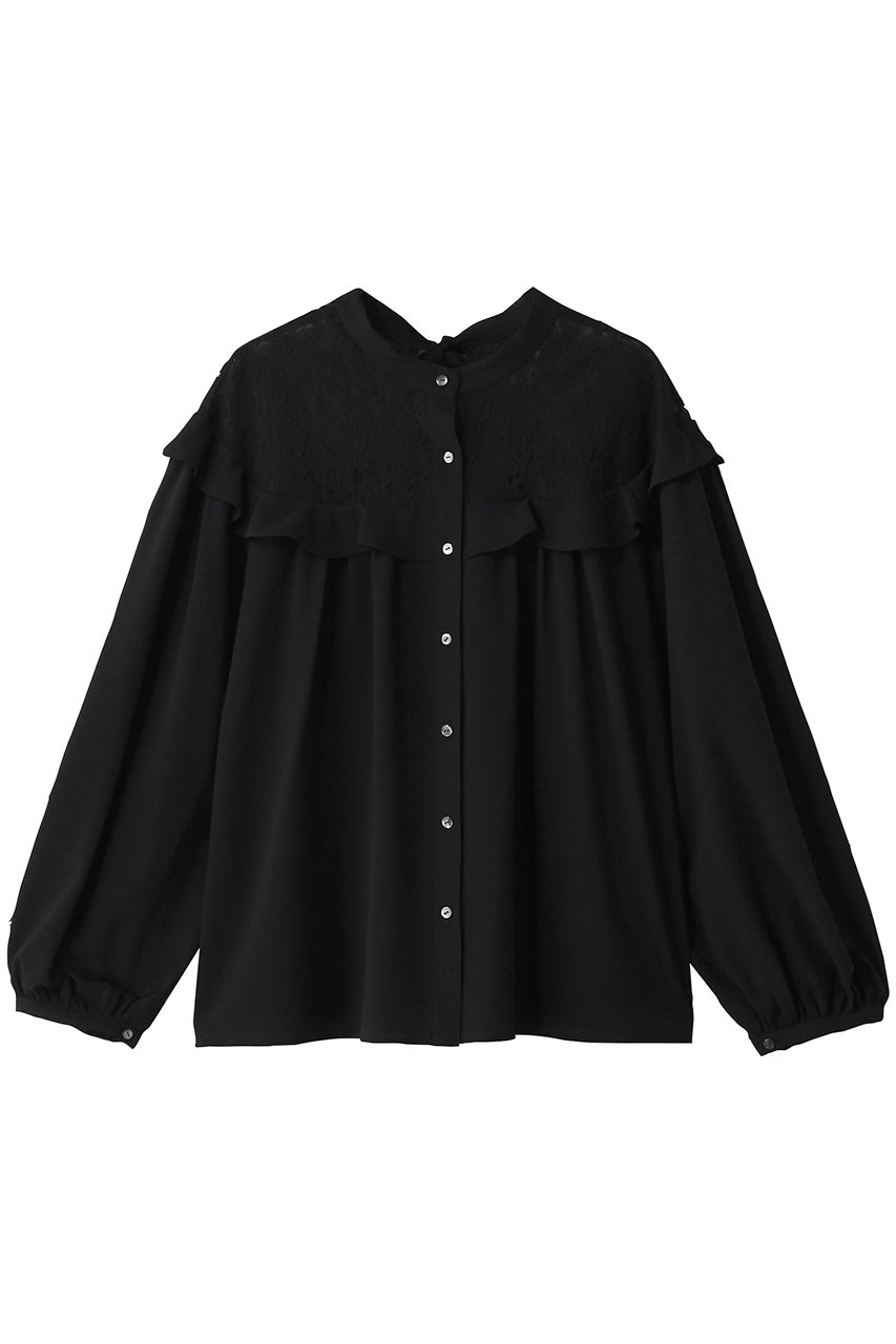 martinique レースジョーゼットコンビブラウス (ブラック, F) マルティニーク ELLE SHOP martinique レースジョーゼットコンビブラウス (ブラック, F) マルティニーク ELLE SHOP