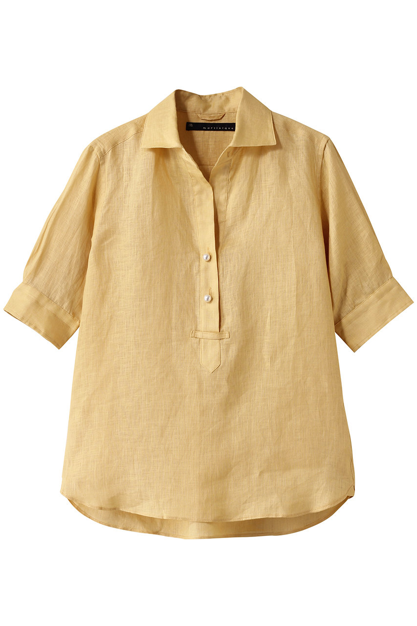 martinique 《定番》五分袖パールスキッパーシャツ (イエロー, 2) マルティニーク ELLE SHOP martinique 《定番》五分袖パールスキッパーシャツ (イエロー, 2) マルティニーク ELLE SHOP
