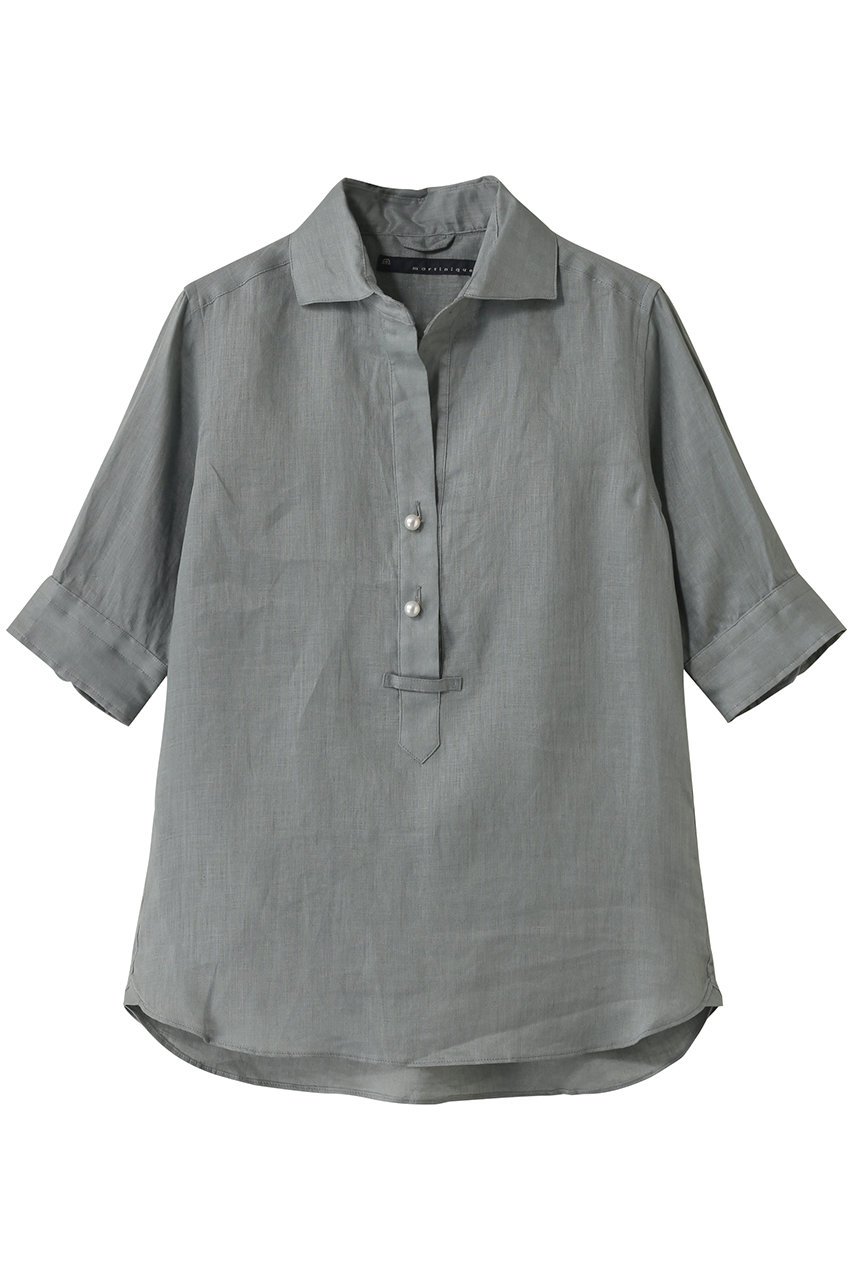 martinique 《定番》五分袖パールスキッパーシャツ (オリーブ, 1) マルティニーク ELLE SHOP martinique 《定番》五分袖パールスキッパーシャツ (オリーブ, 1) マルティニーク ELLE SHOP