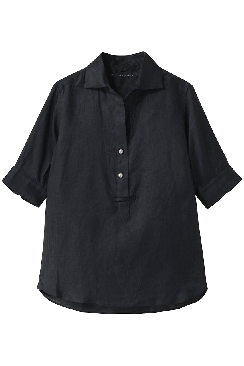 martinique 《定番》五分袖パールスキッパーシャツ (ネイビー, 1) マルティニーク ELLE SHOP martinique 《定番》五分袖パールスキッパーシャツ (ネイビー, 1) マルティニーク ELLE SHOP