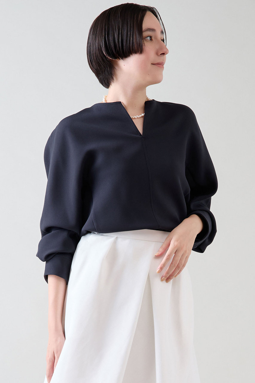 martinique ネイビーと白のストライプ長袖セーター トップス・ニット