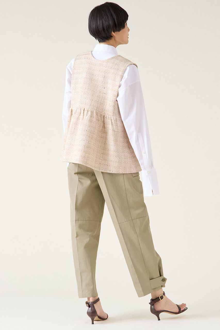 martinique l'heritage ベージュ ロングベスト　ジレ martinique(マルティニーク)｜GIOLICAツイードジレ(セットアップ可