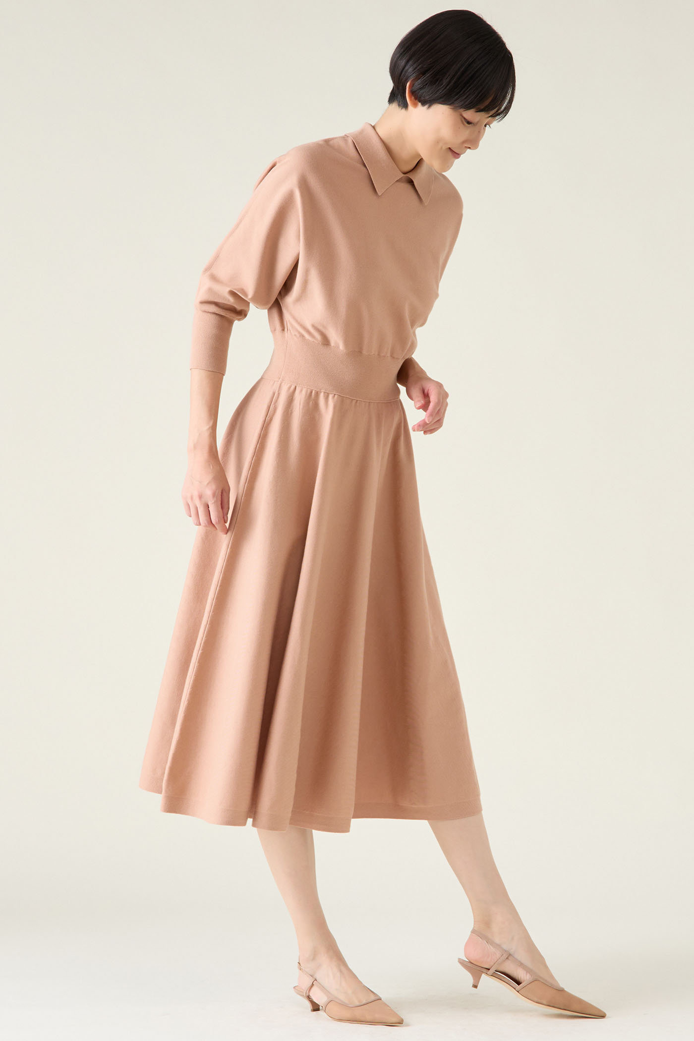 martinique(マルティニーク)｜衿ドルマンニットワンピース/ピンク の