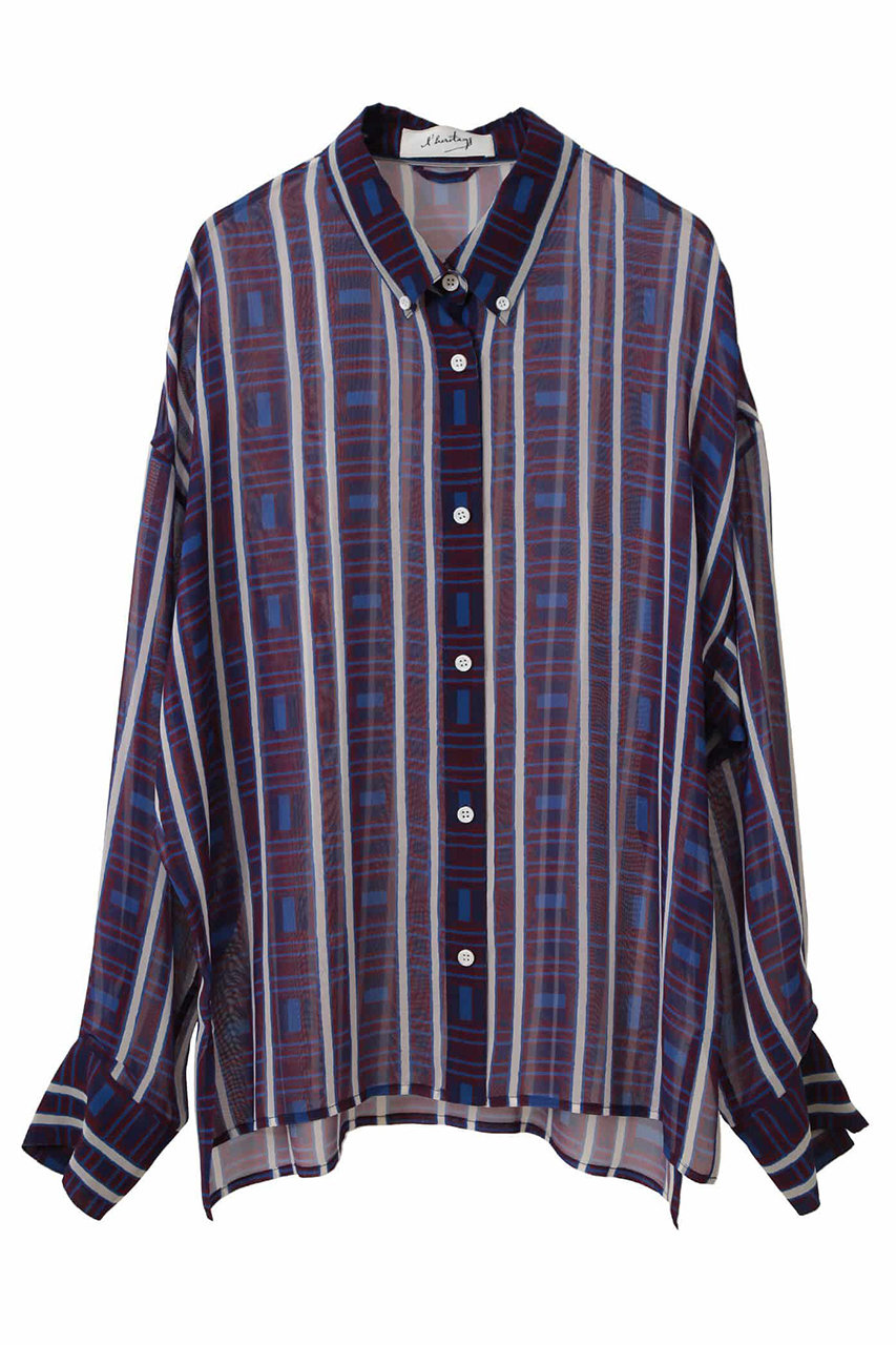 martinique 【l'heritage martinique】トライバルプリントオーバーフィットシャツ (パープル, F) マルティニーク ELLE SHOP martinique 【l'heritage martinique】トライバルプリントオーバーフィットシャツ (パープル, F) マルティニーク ELLE SHOP