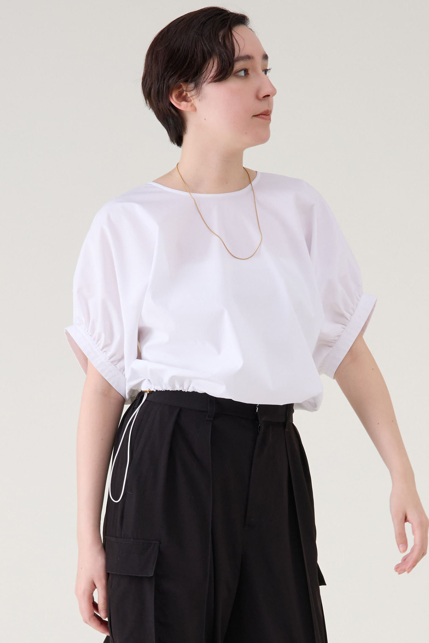 martinique ファブリックコンビギャザープルオーバー (ホワイト, F) マルティニーク ELLE SHOP martinique ファブリックコンビギャザープルオーバー (ホワイト, F) マルティニーク ELLE SHOP