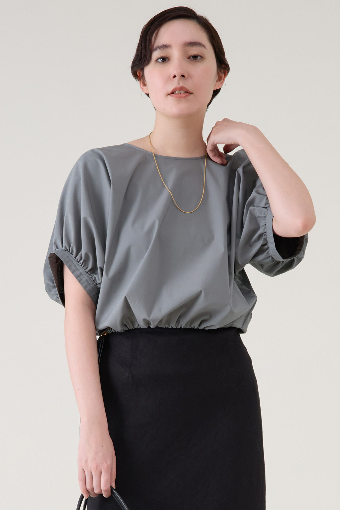 martinique ファブリックコンビギャザープルオーバー (グレー, F) マルティニーク ELLE SHOP martinique ファブリックコンビギャザープルオーバー (グレー, F) マルティニーク ELLE SHOP