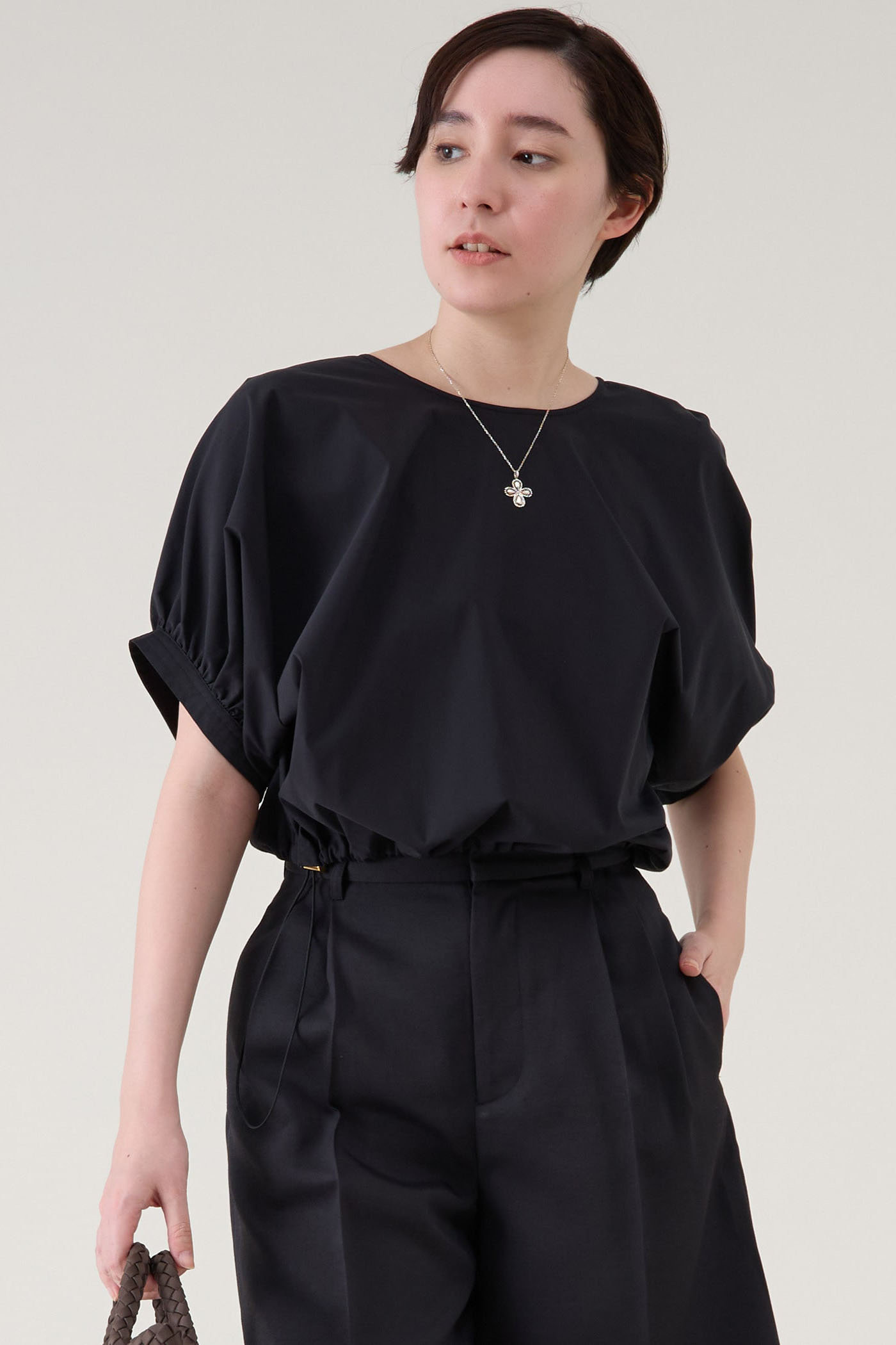 martinique ファブリックコンビギャザープルオーバー (ブラック, F) マルティニーク ELLE SHOP martinique ファブリックコンビギャザープルオーバー (ブラック, F) マルティニーク ELLE SHOP