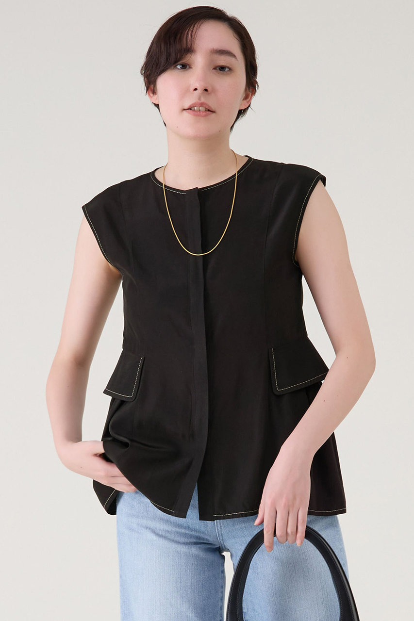 martinique シルキーファイユぺプラムブラウス (ブラック, F) マルティニーク ELLE SHOP martinique シルキーファイユぺプラムブラウス (ブラック, F) マルティニーク ELLE SHOP