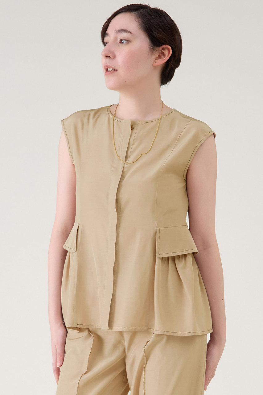 martinique シルキーファイユぺプラムブラウス (ベージュ, F) マルティニーク ELLE SHOP martinique シルキーファイユぺプラムブラウス (ベージュ, F) マルティニーク ELLE SHOP