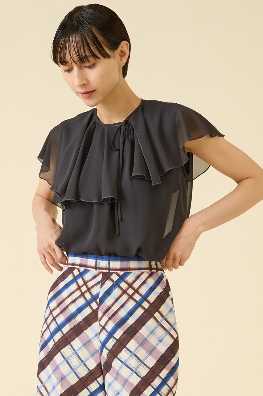 martinique シフォンジョーゼットブラウス (ブラック, F) マルティニーク ELLE SHOP martinique シフォンジョーゼットブラウス (ブラック, F) マルティニーク ELLE SHOP