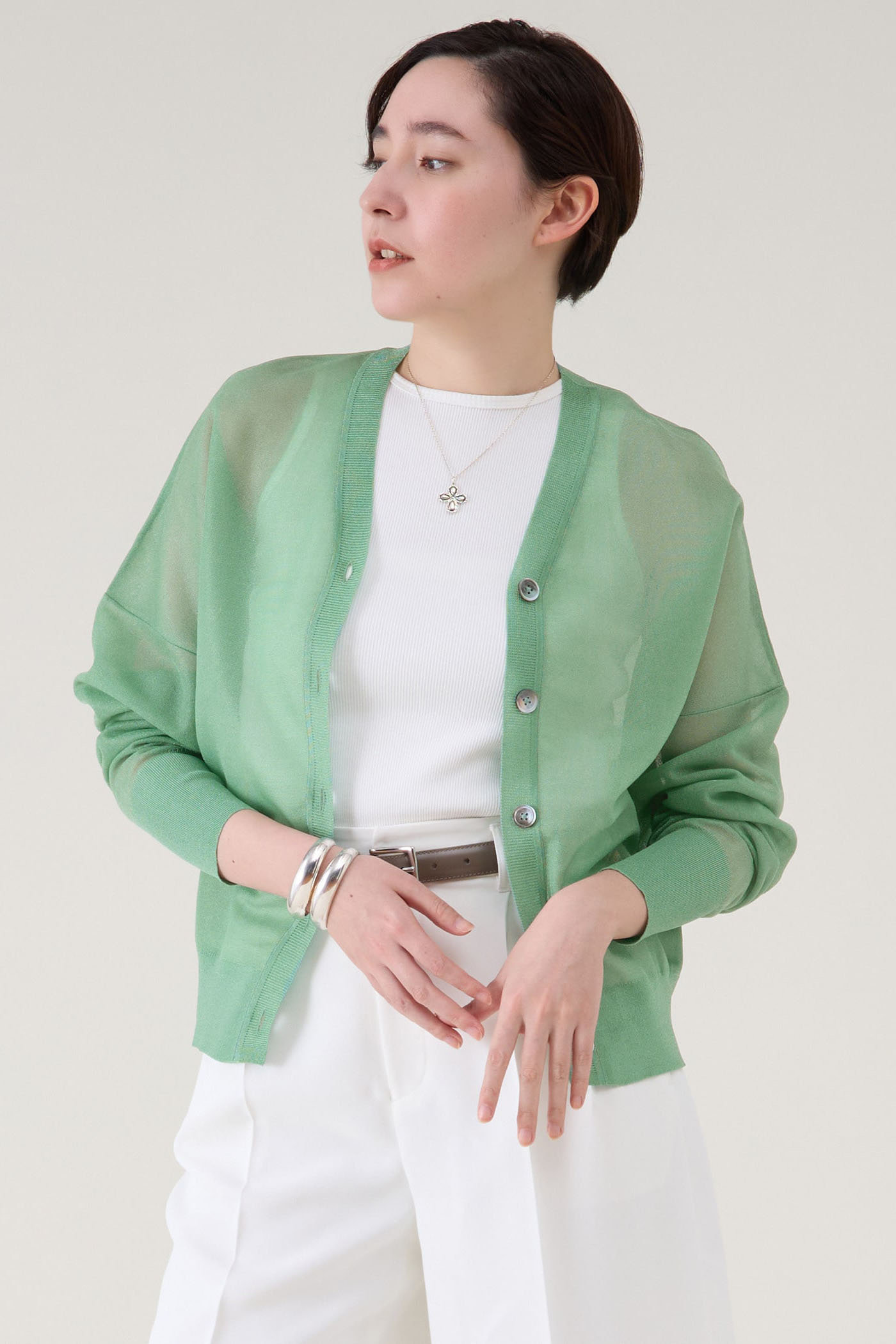 martinique シアーカーディガン (グリーン, F) マルティニーク ELLE SHOP martinique シアーカーディガン (グリーン, F) マルティニーク ELLE SHOP