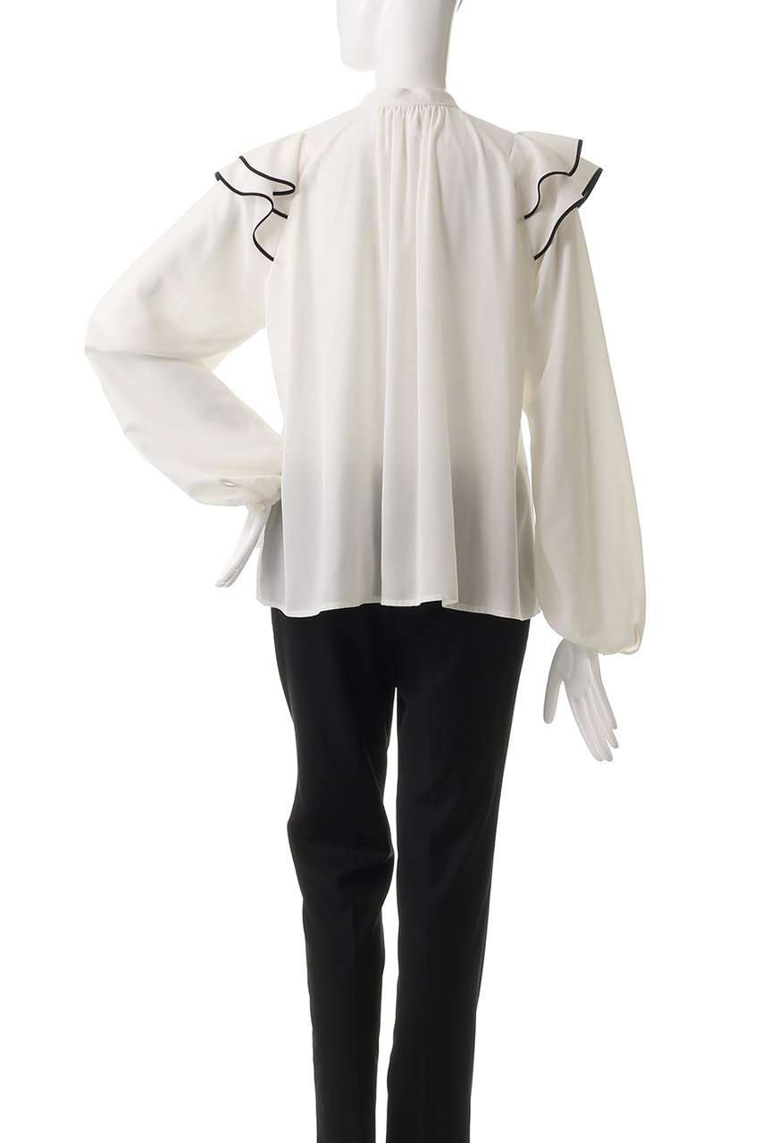 martinique(マルティニーク)｜バイカラーパイピングブラウス/ホワイト