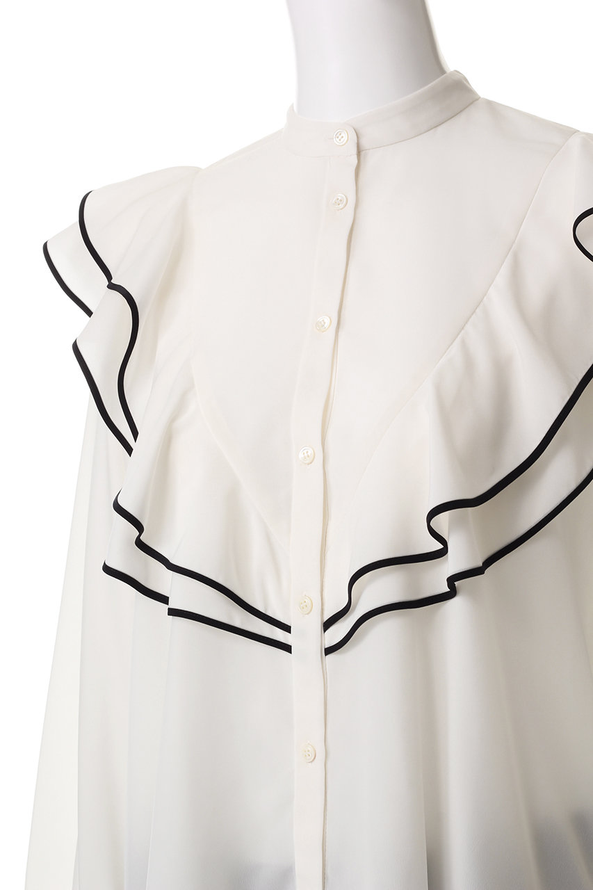 タグ付 martiniqueマルティニーク フリルカラー ブラウス シャツ 白F タグ付 martiniqueマルティニーク フリルカラー ブラウス シャツ