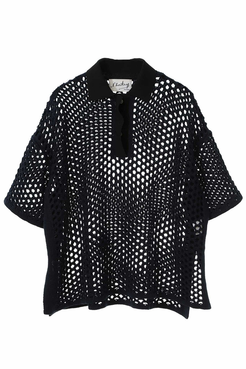 martinique 【l'heritage martinique】ギマコットンメッシュポロ (ネイビー, F) マルティニーク ELLE SHOP martinique 【l'heritage martinique】ギマコットンメッシュポロ (ネイビー, F) マルティニーク ELLE SHOP