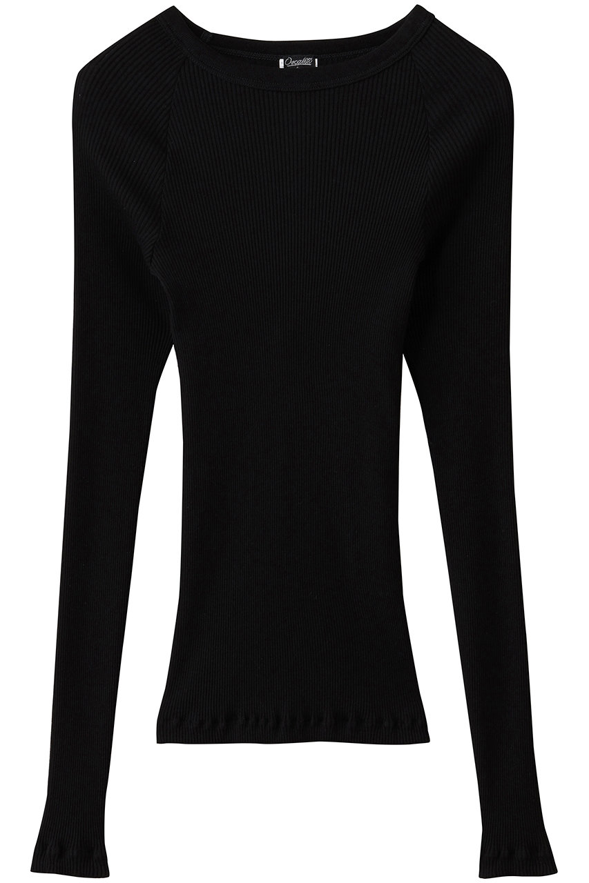 martinique 《別注》【Oscalito】リブクルーネックプルオーバー (ブラック, F) マルティニーク ELLE SHOP