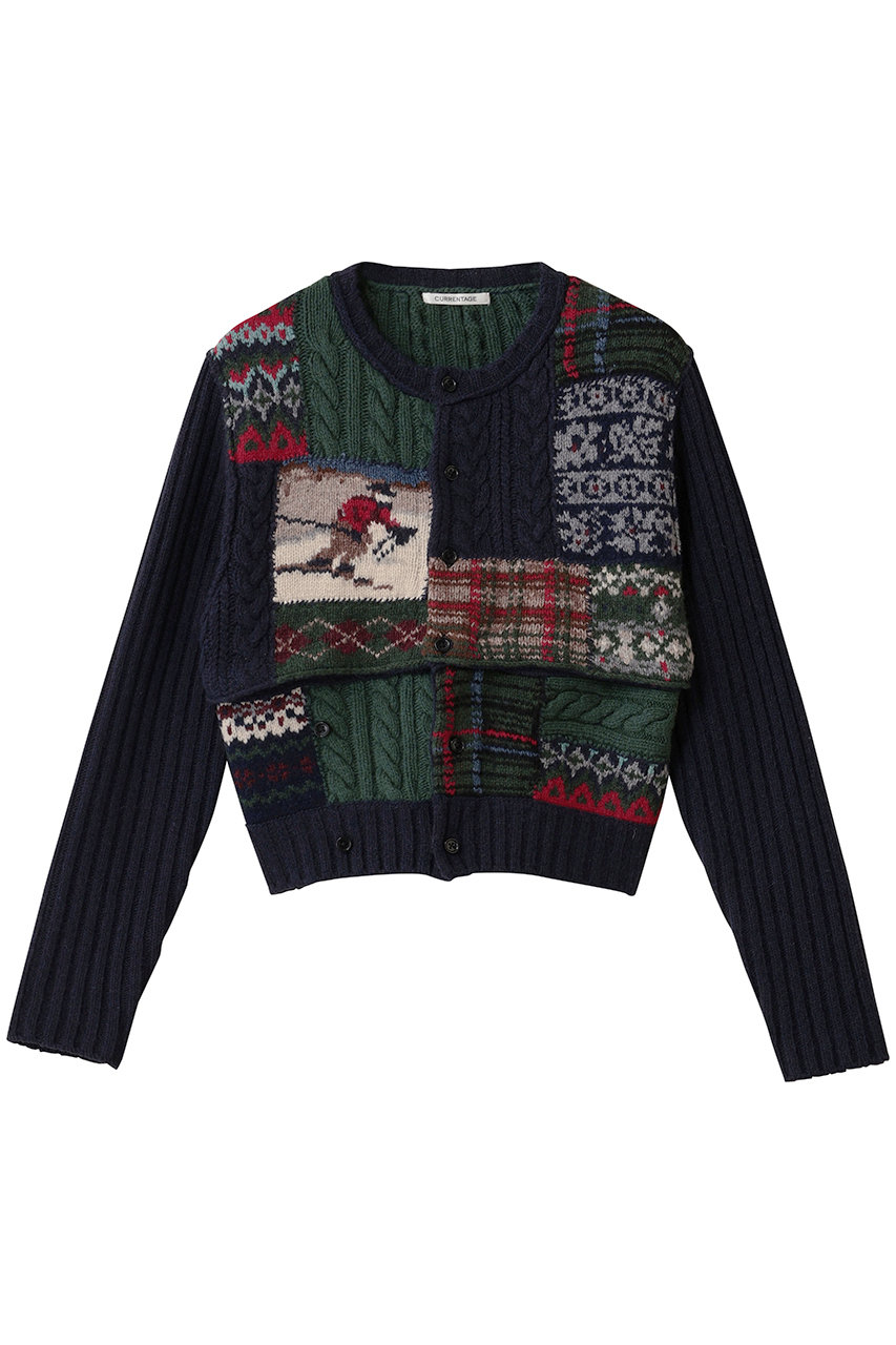 martinique 【CURRENTAGE】Patchwork Hand ニット (ネイビー, F) マルティニーク ELLE SHOP