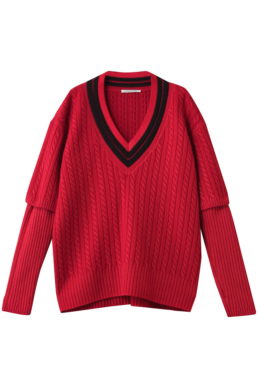 martinique 【CURRENTAGE】チルデンニットプルオーバー (レッド, F) マルティニーク ELLE SHOP