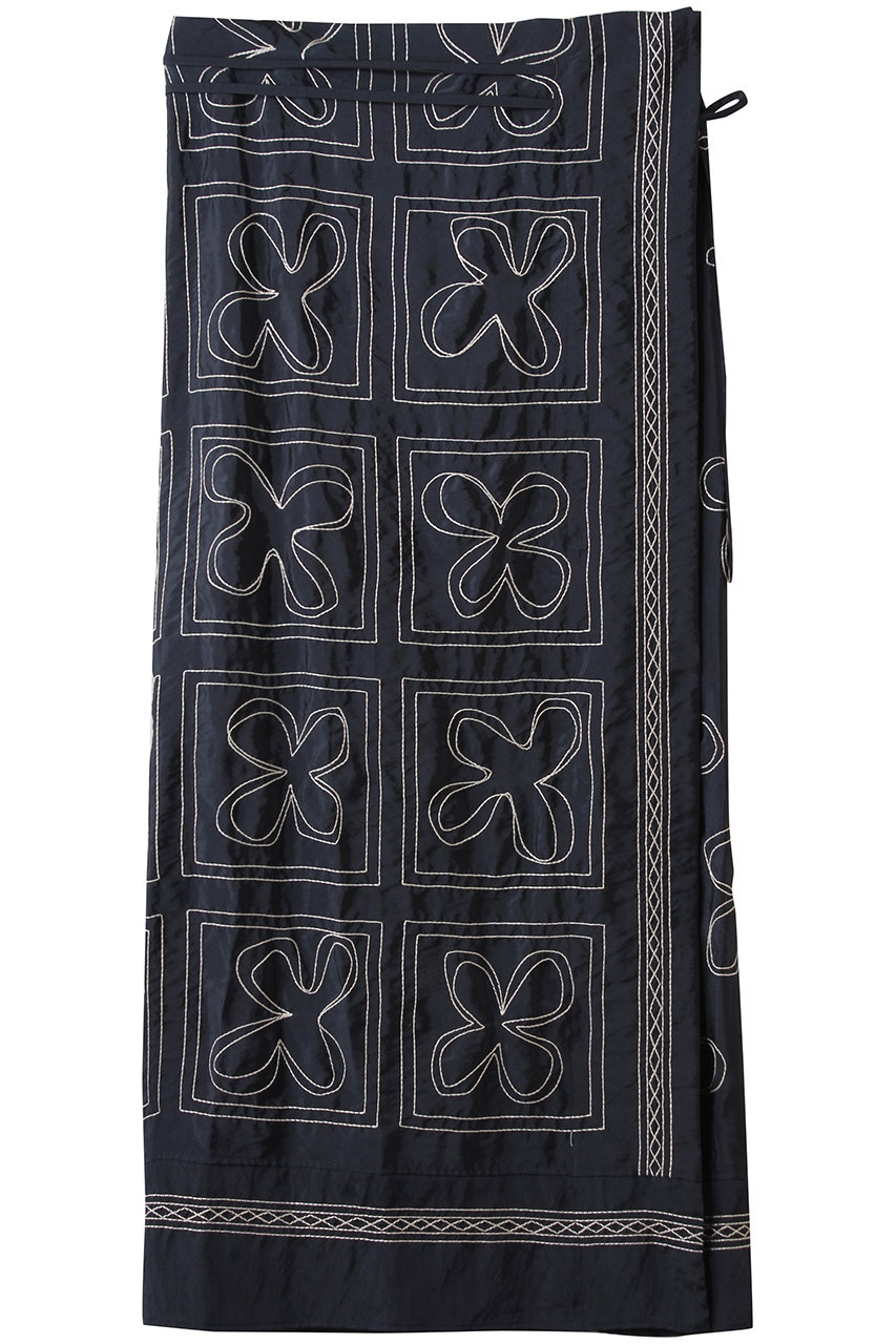 martinique 【CURRENTAGE】刺繍ラップ風スカート (ネイビー, F) マルティニーク ELLE SHOP