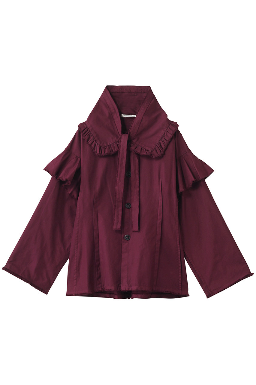 martinique 【CURRENTAGE】ラッフルオックスブラウス (ボルドー, F) マルティニーク ELLE SHOP