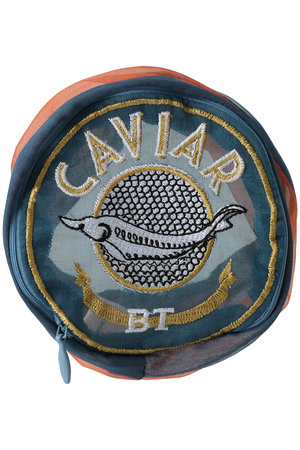 ELLE ストライプ小物入れ　大 LIME made in japan ショルダーストラップ 革 付け替え 太め