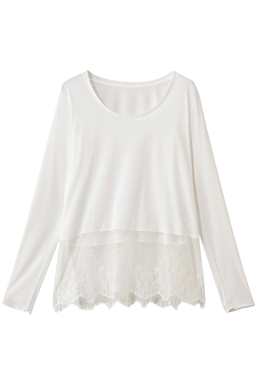 マルティニーク/martiniqueのレースコンビクルーネックカットソー(ホワイト/A0353UTS505)