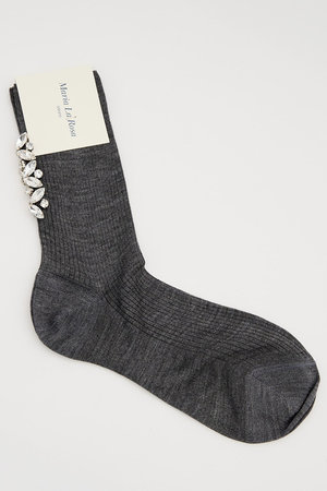 マルティニーク/martiniqueの【Maria La Rosa】シルクベース ビジュー付きリブソックス(140700/140701)