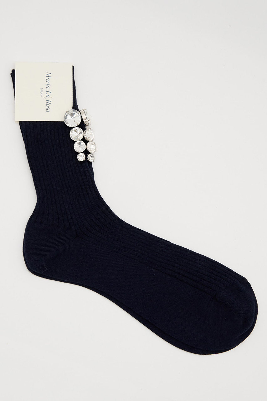 martinique 【Maria La Rosa】コットンリブ ビジュー付きソックス (ネイビー, F) マルティニーク ELLE SHOP martinique 【Maria La Rosa】コットンリブ ビジュー付きソックス (ネイビー, F) マルティニーク ELLE SHOP