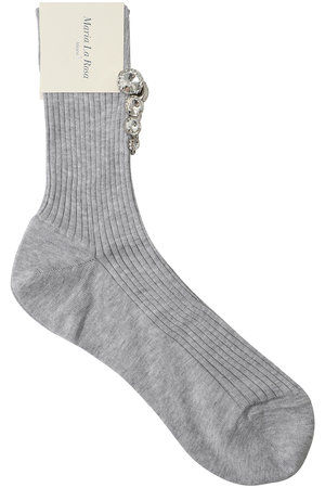 マルティニーク/martiniqueの【Maria La Rosa】コットンリブ ビジュー付きソックス(140700/140701)