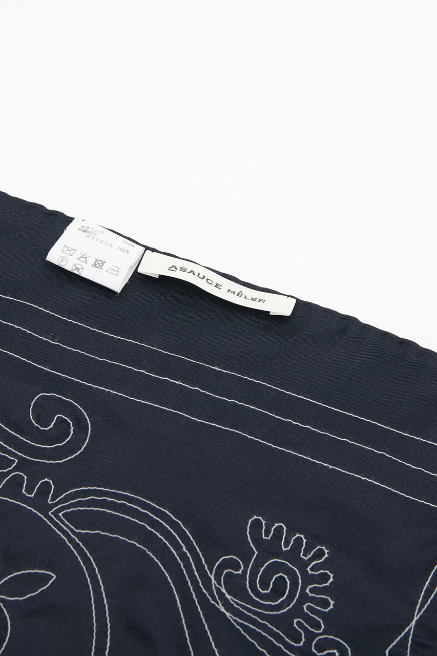 美品アソースメレ　asauce meler テープエンブロイダリーシルクスカーフ ASAUCE MELER テープエンブロイダリーバンダナスカーフ スカーフ