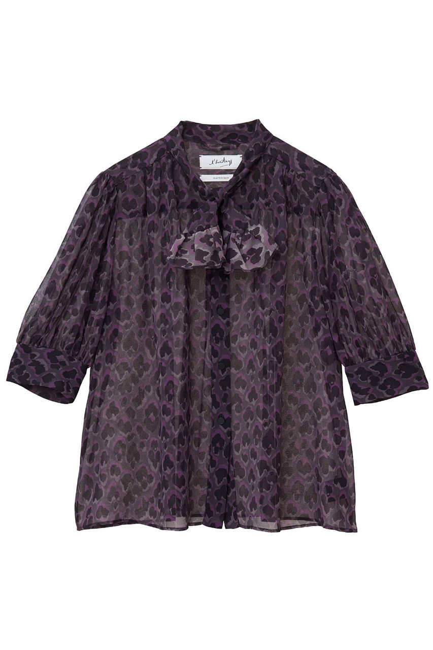 martinique 【l'heritage martinique】レオパードジョーゼットプリントブラウス(セットアップ可) (グレー系, F) マルティニーク ELLE SHOP martinique 【l'heritage martinique】レオパードジョーゼットプリントブラウス(セットアップ可) (グレー系, F) マルティニーク ELLE SHOP