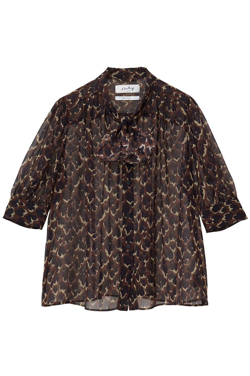 martinique 【l'heritage martinique】レオパードジョーゼットプリントブラウス(セットアップ可) (ブラウン系, F) マルティニーク ELLE SHOP martinique 【l'heritage martinique】レオパードジョーゼットプリントブラウス(セットアップ可) (ブラウン系, F) マルティニーク ELLE SHOP