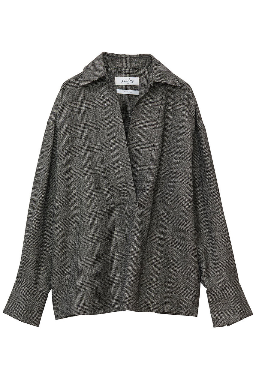 martinique 【l'heritage martinique】ブライトグレンチェックスキッパーシャツ(セットアップ可) (ブラウン系, F) マルティニーク ELLE SHOP martinique 【l'heritage martinique】ブライトグレンチェックスキッパーシャツ(セットアップ可) (ブラウン系, F) マルティニーク ELLE SHOP