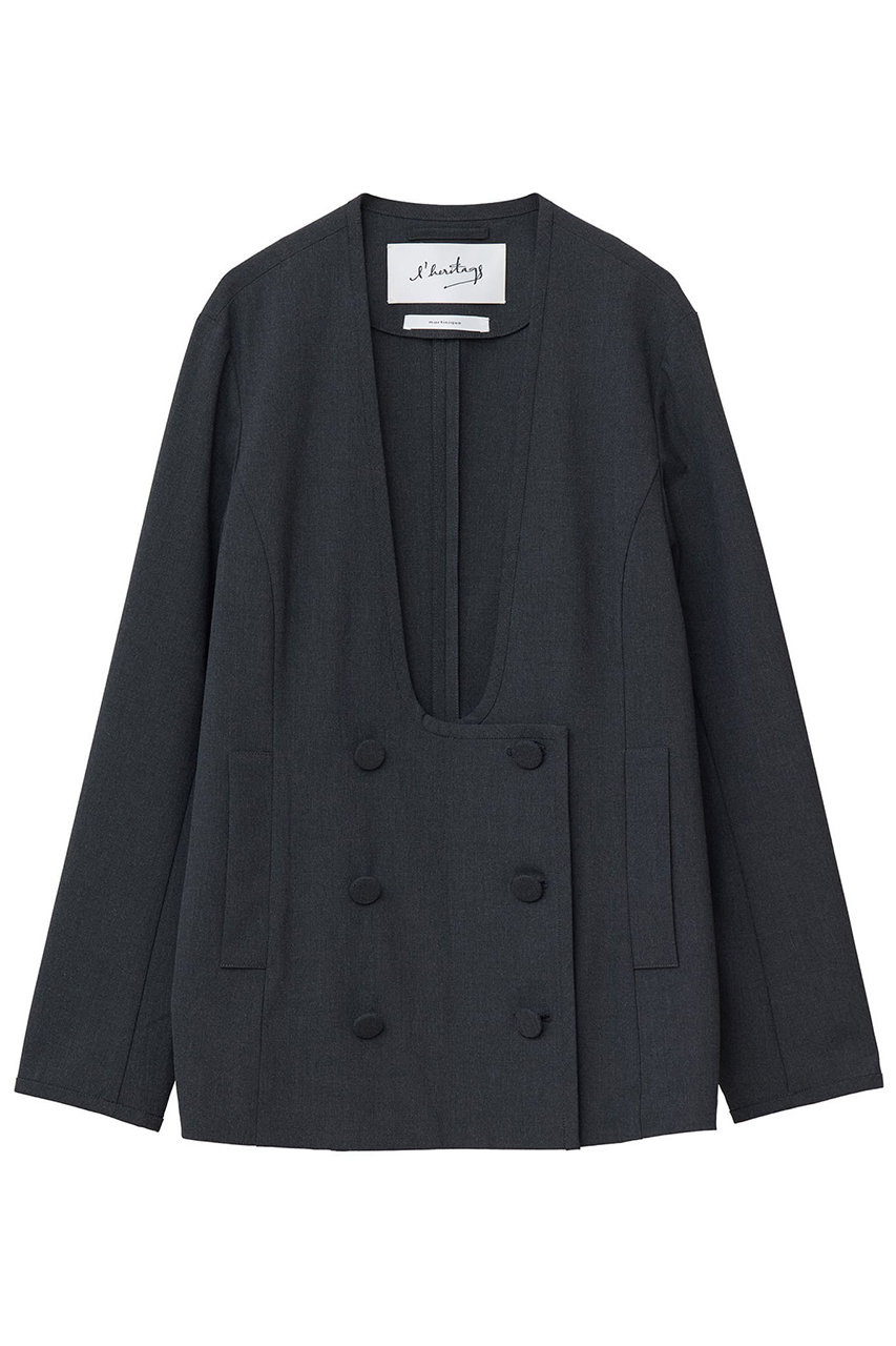 martinique 【l'heritage martinique】T/R2WAYストレッチダブルスプレテッドジャケット(セットアップ可) (チャコール, F) マルティニーク ELLE SHOP martinique 【l'heritage martinique】T/R2WAYストレッチダブルスプレテッドジャケット(セットアップ可) (チャコール, F) マルティニーク ELLE SHOP